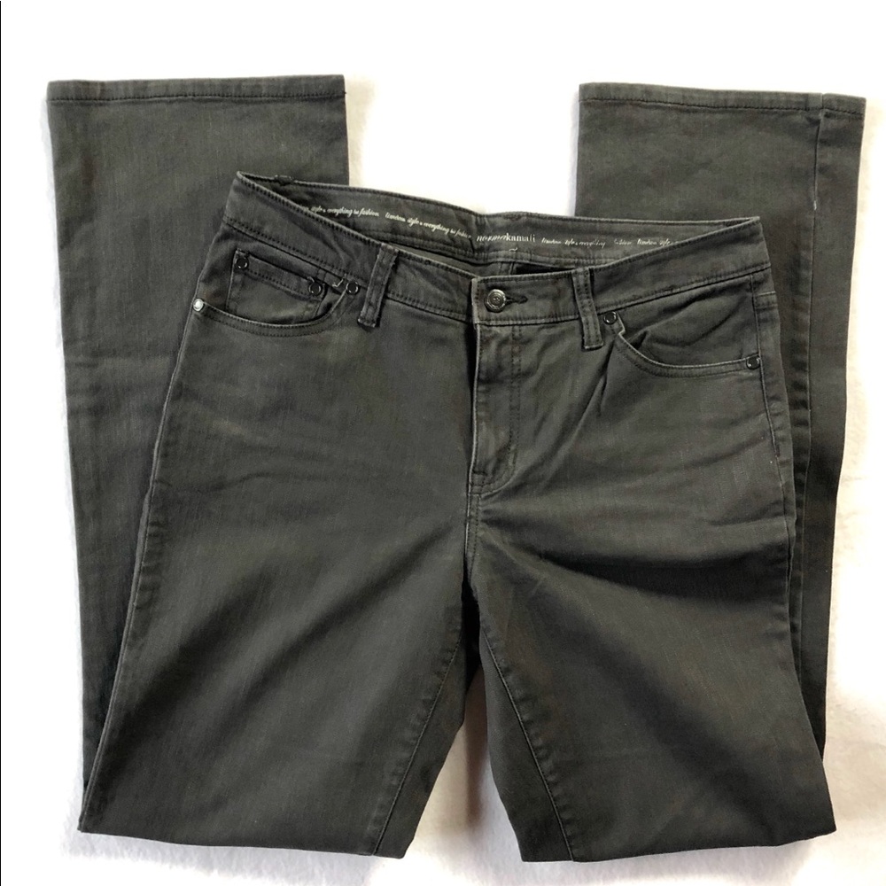 Norma Kamali Dark Gray Stretch Distressed Jeans Cotton Pants 31.5 Size 10